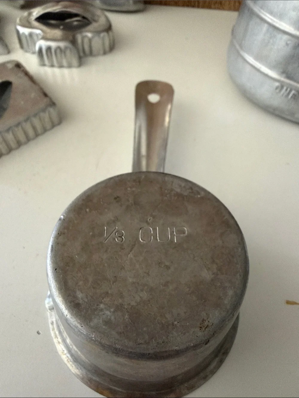 Vintage Aluminum Cookie Cutters and Measuring Cups Set